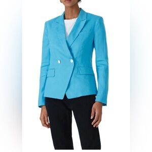 EUC Rag & Bone Fletcher Linen Blazer 8 Turquoise Blue